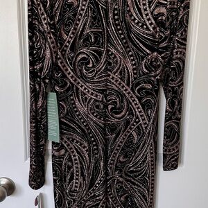 Blu Sage Black and Pink Midi Dress